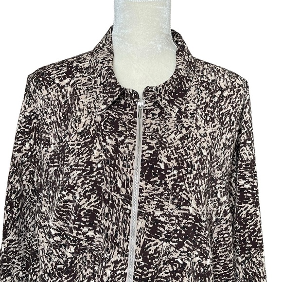 Catherines Women’s Brown Tan Printed Half Zip Blouse Top Plus Size 1X 18/20W - Picture 2 of 7
